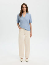 Selected Lulu neule lyhythihainen - vaaleansininen - neuleet - lyhythihaiset neuleet - naisten muoti - lifestylemyymälä - IHANA Store - kotimainen verkkokauppa