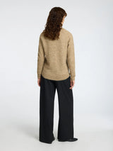 Selected Femme Lulu neule - beige - villaneule - o-aukko - o-aukkoinen neule - naisten vaatteet - lifestylemyymälä - IHANA Store