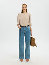 Selected Tenny collegepusero - beige - naisten paidat - puserot - collegepaidat - naisten muoti - lifestyle - IHANA Store