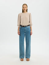 Selected Tenny collegepusero - beige - naisten paidat - puserot - collegepaidat - naisten muoti - lifestyle - IHANA Store