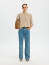 Selected Tenny collegepusero - beige - naisten paidat - puserot - collegepaidat - naisten muoti - lifestyle - IHANA Store - kotimainen verkkokauppa