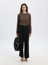 Selected Thea merinovillaneule - ruskea - naisten neuleet - merinovillavaatteet - naisten muoti - pukeutuminen - lifestyle - IHANA Store