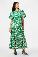 YAS Greena mekko - maksimekko - puuvillamekko - vihreä- kuvioitu -naisten vaatteet - IHANA Store