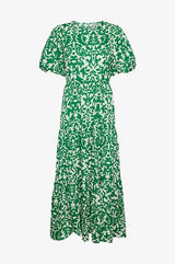 YAS Greena mekko - maksimekko - puuvillamekko - vihreä- kuvioitu -naisten vaatteet - IHANA Store