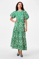 YAS Greena mekko - maksimekko - puuvillamekko - vihreä- kuvioitu -naisten vaatteet - IHANA Store