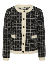 YAS Livia neuletakki - ruutukuvioitu - lyhyt neuletakki - sisäjakku - musta - luonnonvalkoinen - naisten vaatteet - IHANA Store