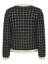 YAS Livia neuletakki - ruutukuvioitu - lyhyt neuletakki - sisäjakku - musta - luonnonvalkoinen - naisten vaatteet - IHANA Store