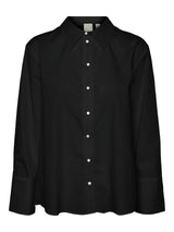 YAS Roya kauluspaita - paitapusero - pliseepaita - musta - naisten vaatteet - IHANA Store - naisen pukeutuminen - lifestylemyymälä