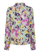 YAS Alira kauluspaita - kukkakuvioitu - kukkakuvioitu - vihreä - lila - naisten vaatteet - IHANA Store - lifestylemyymälä - verkkokauppa