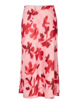 YAS Pella hame - roosa puna kuvioitu - satiinihame - midihame - kukkakuvioitu - naisten vaatteet - IHANA Store - lifestylemyymälä - kotimainen verkkokauppa