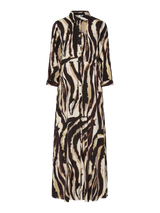 YAS Savanna mekko - ruskea kuvioitu - maksimekko - paitamekko - naisten vaatteet - IHANA Store - lifestylemyymälä