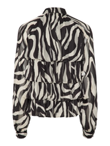 YAS Twigsy pusero - musta valko kuvioitu - juhlapaita - frillapaita - röyhelö - naisten vaatteet - muoti - IHANA Store