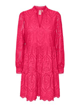 YAS Holi mekko - pinkki- pitsimekko - puuvillamekko - frillamekko - pitsimekko - naisten vaatteet - IHANA Store -lifestyle - verkkokauppa