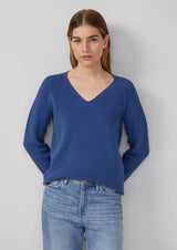 s.Oliver puuvillaneule - sininen -v-aukkoinen neule - villaton neule - puuvillaneule - naisten muoti - lifestylemyymälä - IHANA Store