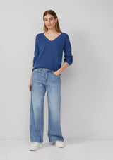 s.Oliver puuvillaneule - sininen -v-aukkoinen neule - villaton neule - puuvillaneule - naisten muoti - lifestylemyymälä - IHANA Store