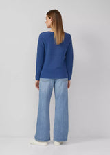 s.Oliver puuvillaneule - sininen -v-aukkoinen neule - villaton neule - puuvillaneule - naisten muoti - lifestylemyymälä - IHANA Store