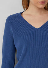 s.Oliver puuvillaneule - sininen -v-aukkoinen neule - villaton neule - puuvillaneule - naisten muoti - lifestylemyymälä - IHANA Store