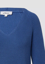 s.Oliver puuvillaneule - sininen -v-aukkoinen neule - villaton neule - puuvillaneule - naisten muoti - lifestylemyymälä - IHANA Store