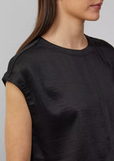 s.Oliver satiini t-paita - musta - naisten muoti - vaatteet - pukeutuminen - lifestyle - IHANA Store