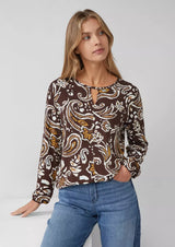 s.Oliver trikoopusero - ruskea kuvioitu - arkipuserot - naisten muoti - lifestyle - IHANA Store