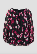 s.Oliver pusero - sifonkipusero - kuvioitu - musta - pinkki -valkoinen - naisten vaatteet - IHANA Store - lifestylemyymälä