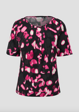 s.Oliver lyhythihainen pusero - musta-pinkki kuvioitu - juhlapaita - arkipaita - muoti - IHANA Store - lifestylemyymälä