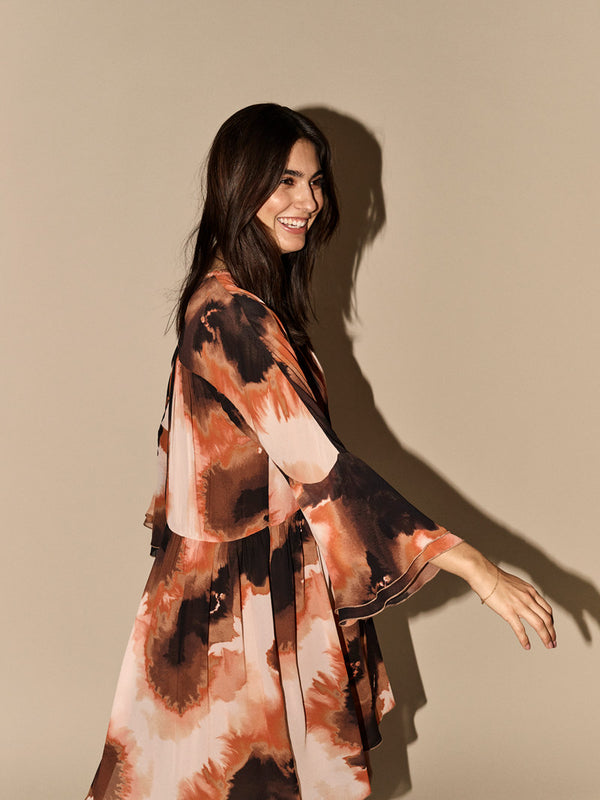 Mos Mosh Cirah Blur mekko - kuvioitu mekko - oranssi - puolipitkä mekko - tunika - Naisten vaatteet - IHANA Store