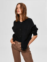 Selected Femme lulu neuletakki lyhyt - musta - yläosat - neuleet ja neuletakit - vaatteet - IHANA Store - lifestyle