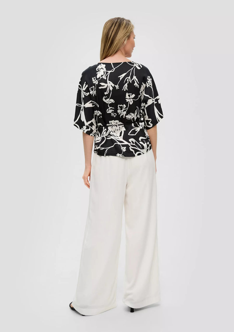 s.Oliver pusero - kuvioitu - musta - lyhythihainen pusero - naisten vaatteet - IHANA Store - lifestylemeyymälä