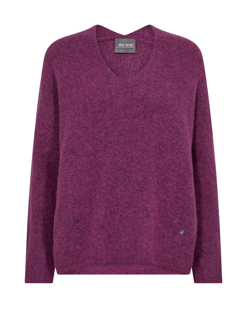 Mos mosh Thora neulepusero - purple - v-aukkoinen neule - naisten vaatteet - IHANA Store - lifestylemyymälä