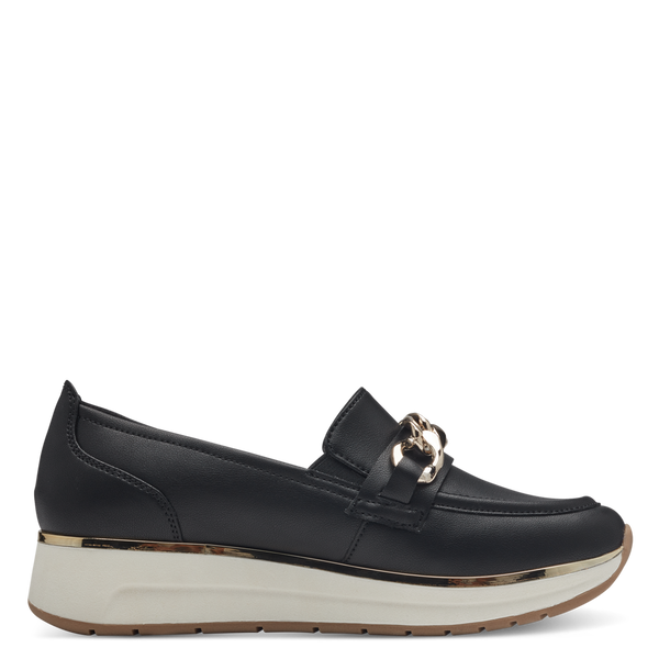 Marco Tozzi loaferit- musta - naisten kävelykengät - korotettu pohja - ketjukoriste - naisten pukeutuminen - kengät - IHANA Store - lifestylemyymälä - kotimainen verkkokauppa