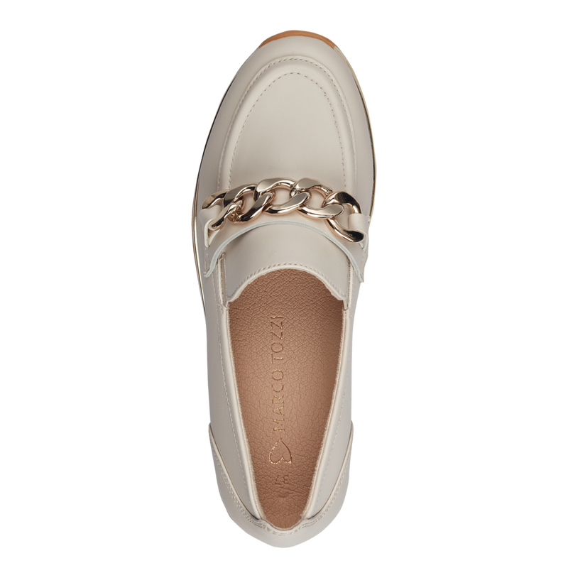 Marco Tozzi loaferit- luonnonvalkoinen - naisten kävelykengät - korotettu pohja - ketjukoriste - naisten pukeutuminen - kengät - IHANA Store - lifestylemyymälä - kotimainen verkkokauppa