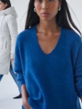 Mos Mosh Thora neule v-aukko - sininen - naisten neuleet - v-aukkoiset neuleet - lifestyle - IHANA Store