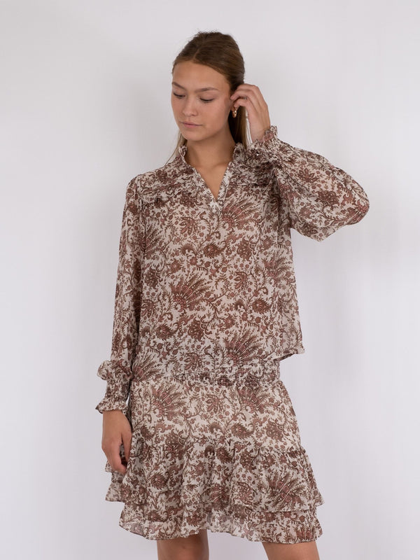 Neo Noir Rhia pusero - ruskea kuvioitu - yläosat - naisten vaatteet - muoti - IHANA Store - lifestylemyymälä