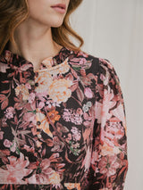 Neo Noir Aberto mekko -  musta kukkakuvioitu - frillamekko - naisten vaatteet - muoti - kukkamekot - lifetsyle - IHANA Store - kotimainen verkkokauppa