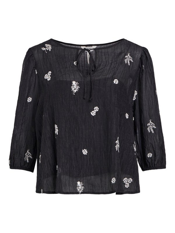 Object Alfra pusero - viskoosipaita - musta - kukkakuvioitu - naisten vaatteet - IHANA Store 
