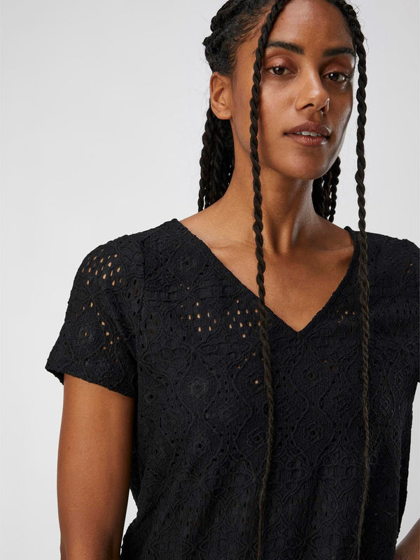 Object Feodora t-paita - musta - pitsipaita - naisten vaatteet - lyhythihainen pusero - IHANA Store - lifestyle - verkkokauppa