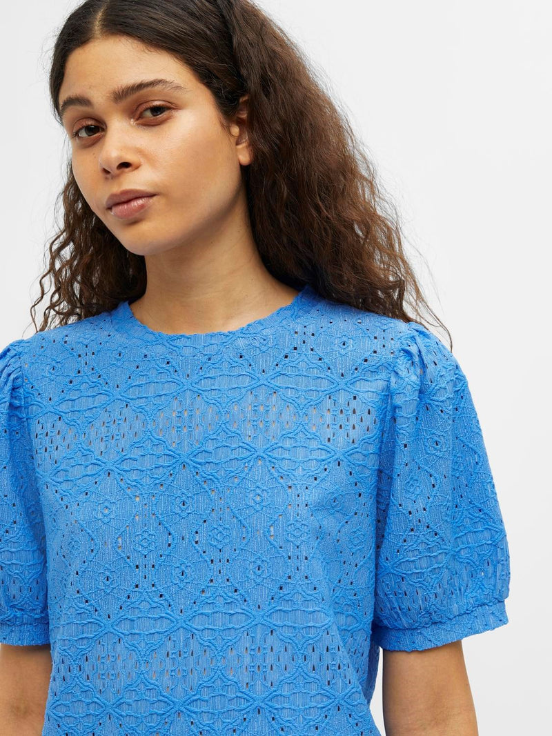 Object Feodora t-paita - sininen - pitsipaita - naisten vaatteet - lyhythihainen pusero - IHANA Store