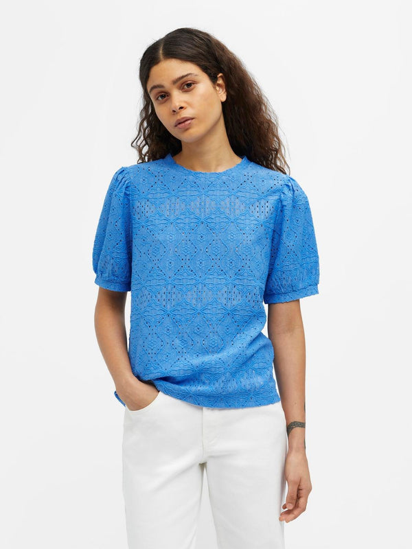 Object Feodora t-paita - sininen - pitsipaita - naisten vaatteet - lyhythihainen pusero - IHANA Store