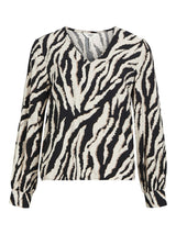 Object Jacira pusero - kuvioitu - musta - beige - v-aukkoinen - viskoosipusero - naisten vaatteet - IHANA Store - lifestylemyymälä - verkkokauppa 