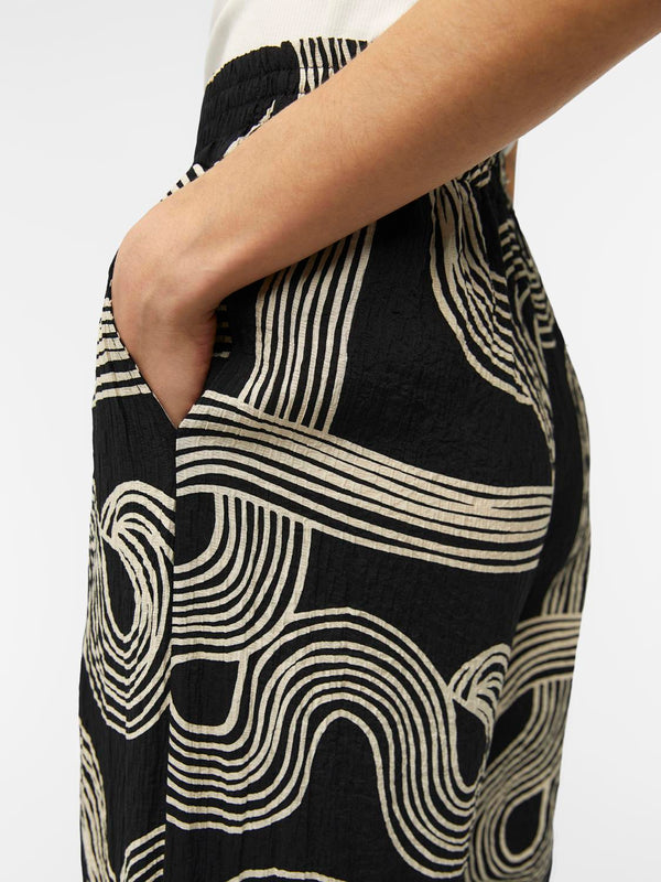 Object Jalli housut - musta - kuvioitu - viskoosihousut - leveät lahkeet - naisten vaatteet - IHANA Store