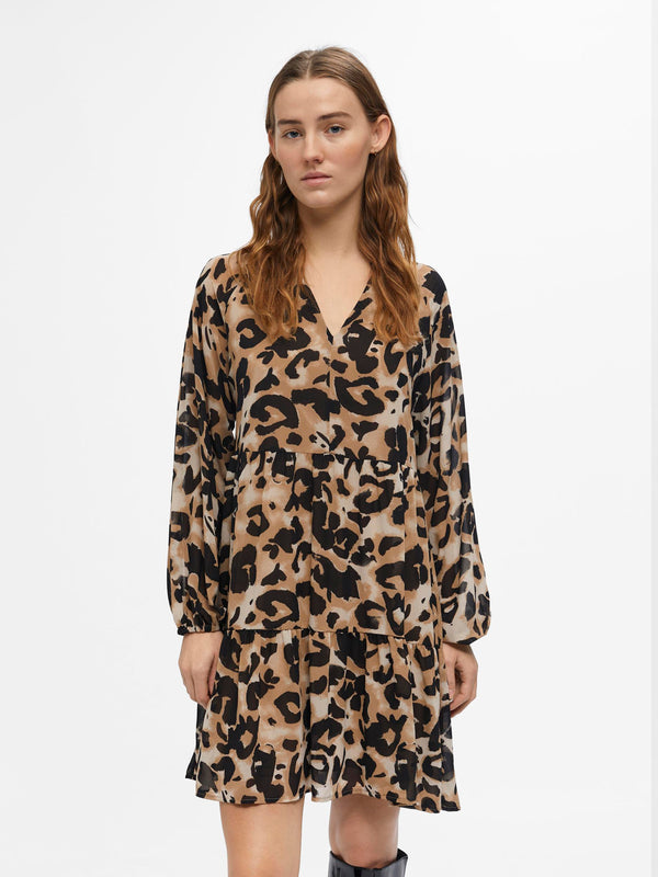 Object Mila gia mekko - kuvioitu - leo - beige - musta - tunikamekko - naisten vaatteet - IHANA Store - lifestylemyymälä