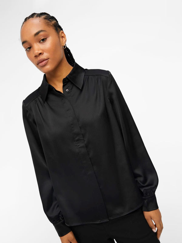 Object Sateen kauluspaita - musta - Paidat ja puserot - Naisten vaatteet - muoti - IHANA Store - lifestylemyymälä