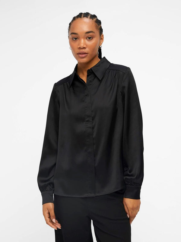 Object Sateen kauluspaita - musta - Paidat ja puserot - Naisten vaatteet - muoti - IHANA Store - lifestylemyymälä
