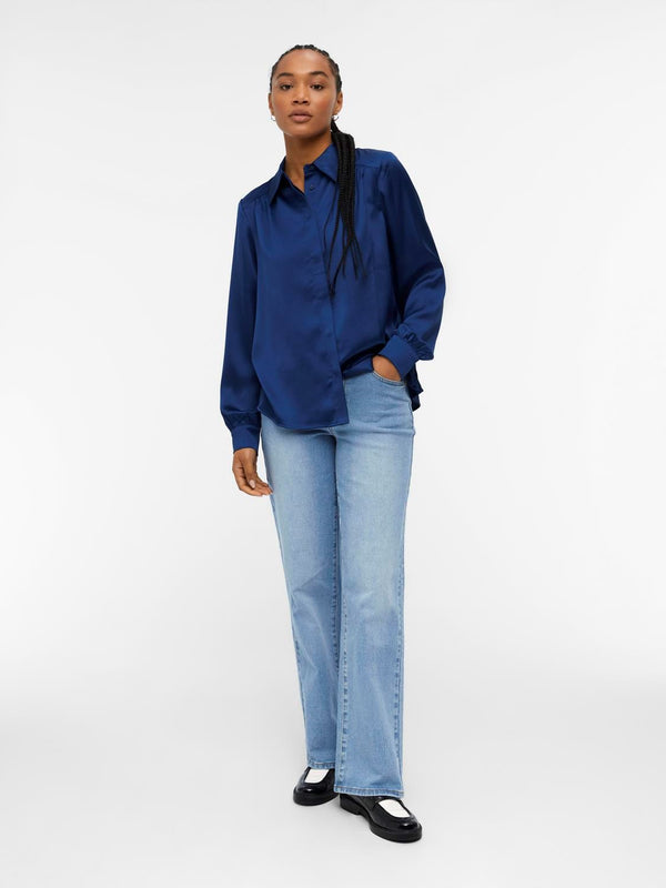 Object Sateen kauluspaita - sininen - Paidat ja puserot - Naisten vaatteet - muoti - IHANA Store - lifestylemyymälä