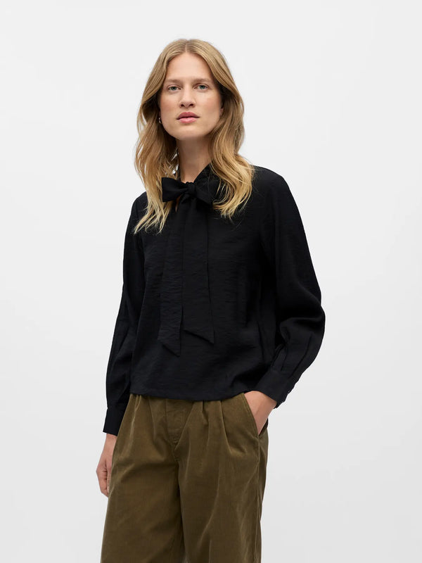 Object Jacira pusero - musta - naisten puserot - rusettiusero - muoti - lifestyle - IHANA Store