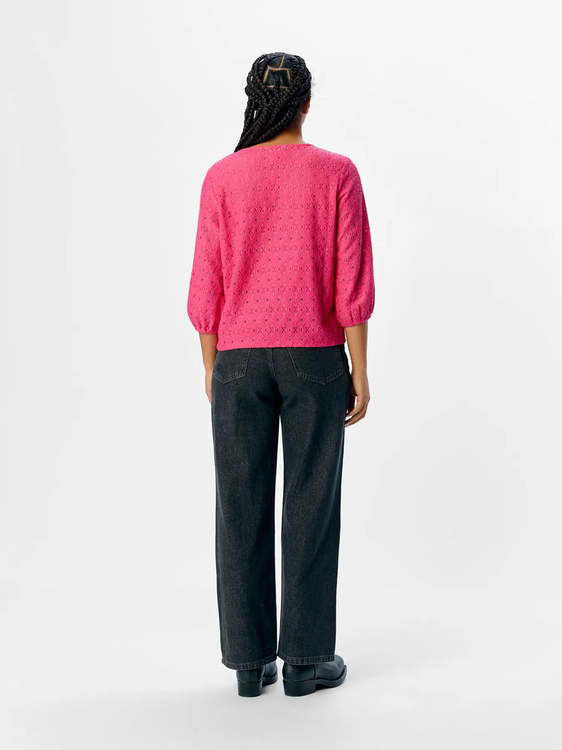 Object Laila pusero - pinkki - pitsipaita - 3/4 hiha - naisten vaatteet - IHANA Store - lifestylemyymälä