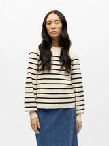 Object Reynard neule puff - musta-valko raidallinen - naisten neuleet - villattomat neuleet - muoti - lifestyle - IHANA Store