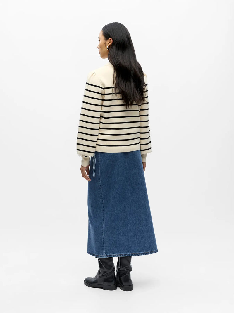 Object Reynard neule puff-hiha - musta-valko raidallinen - naisten neuleet - villattomat neuleet - muoti - lifestyle - IHANA Store