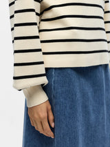 Object Reynard neule puff-hiha - musta-valko raidallinen - naisten neuleet - villattomat neuleet - muoti - lifestyle - IHANA Store